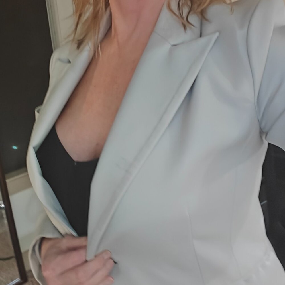 BCBG Blue Leather Blazer